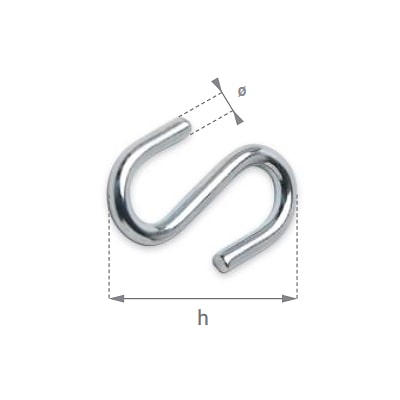 Крючок S образный 3,8х40мм, оцинкованный (24.40)