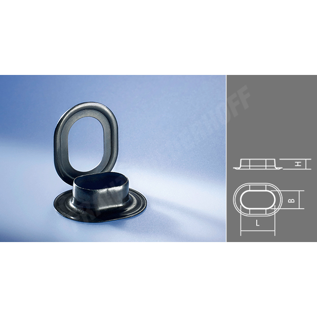 Люверсы овальные латунные чёрные 17х11