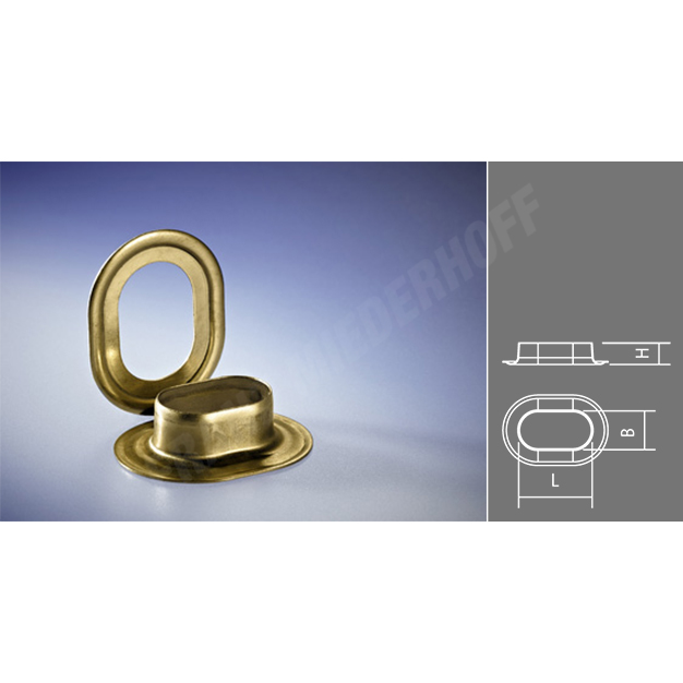 Люверсы овальные латунные желтые 17х11