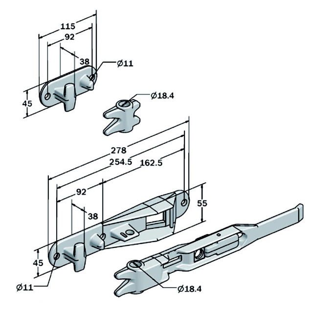 Комплект  штангового запора 18 мм — DM 01052