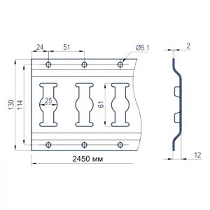 L91.1 РЕЙКА КРЕПЛЕНИЯ ГРУЗА 2450